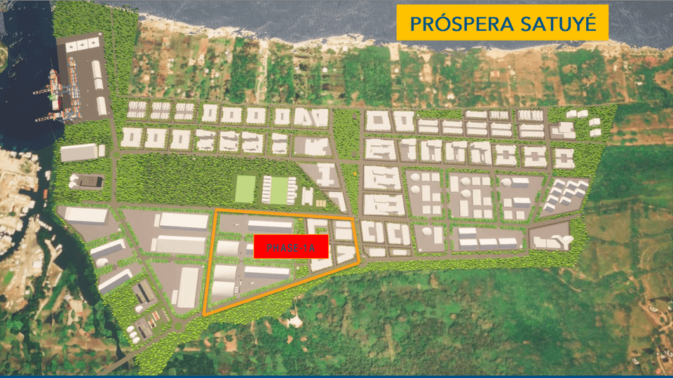 Plano de la zona industrial Satuyé de Próspera.